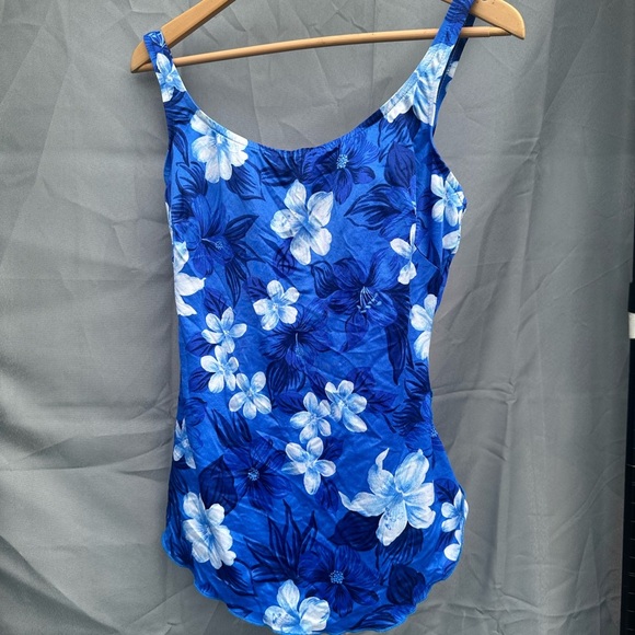 Floral Blue womans One Piece Swimsuit - Picture 1 of 11